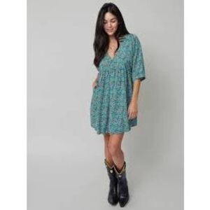 NATURAL LIFE Teal Floral Midi Dress